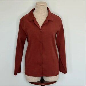 daily Yana Rust Colored Long Sleeve Button Up Shacket